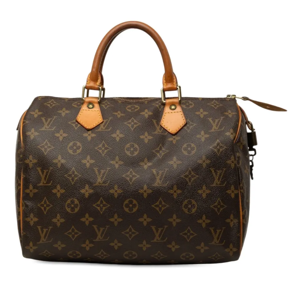 Louis Vuitton Monogram Speedy 30 Brown Canvas Good - Front View