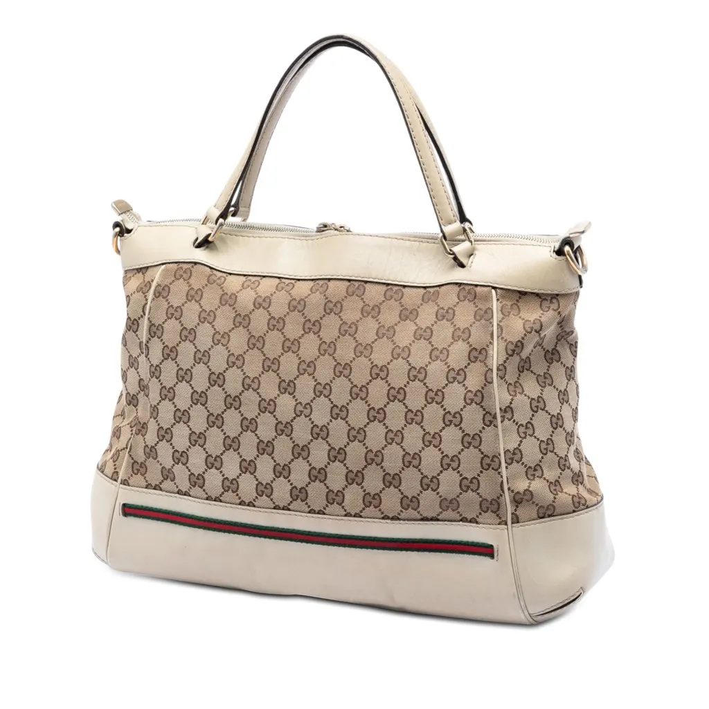 Gucci GG Canvas Web Mayfair Satchel Beige Good - Back View