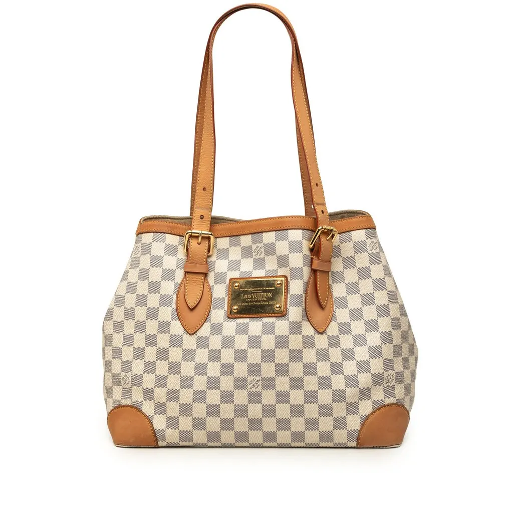 Louis Vuitton Damier Azur Hampstead MM White Canvas Good - Front View