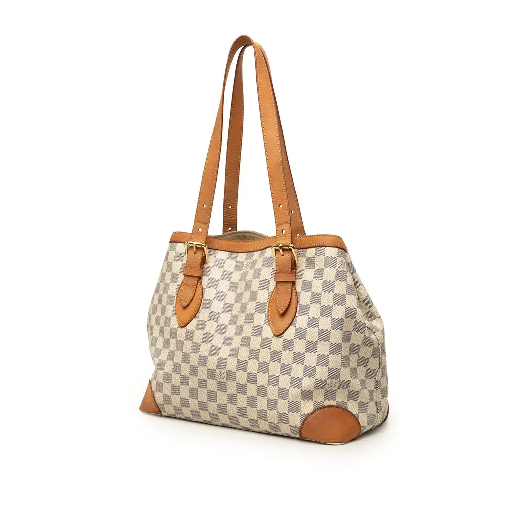 Louis Vuitton Damier Azur Hampstead MM White Canvas Good - Back View