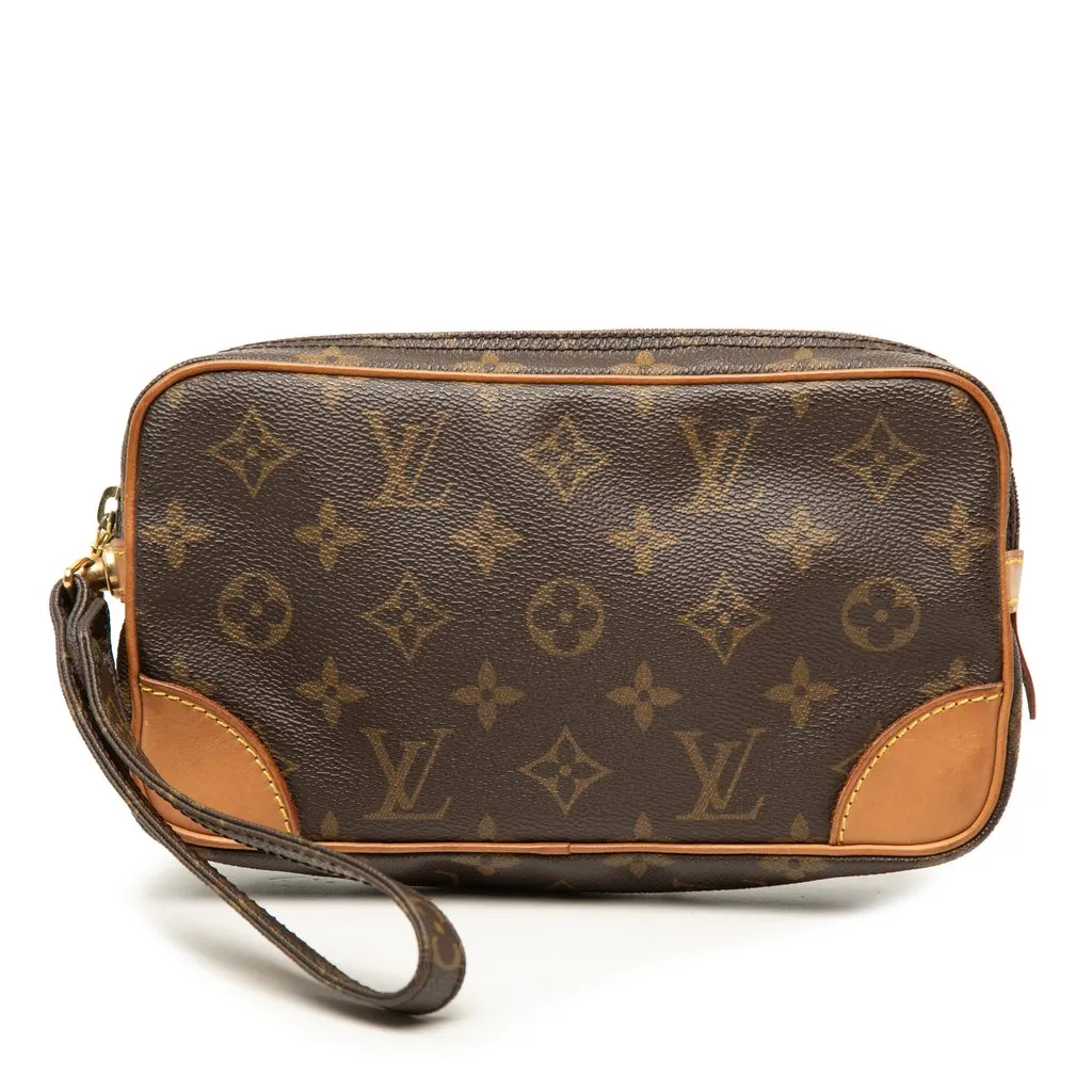 Louis Vuitton Monogram Marly Dragonne PM Brown Canvas Good - Front View