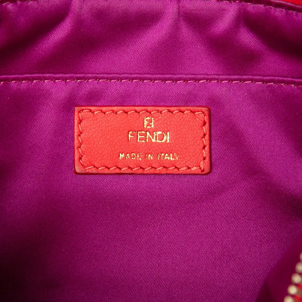 Fendi Zucchino Embossed Nappa Tassel Handbag Red Leather Very good - Box View