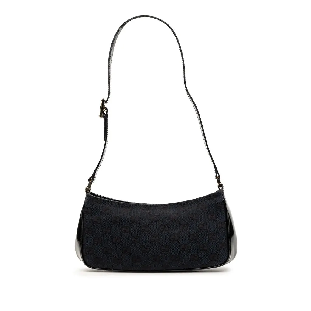 Gucci GG Canvas Shoulder Bag Blue Very good - Front View