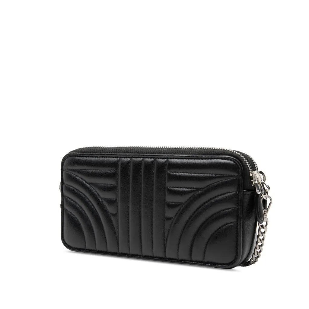 Prada Mini Soft Calf Impunture Diagramme Double Zip Crossbody Black Leather Very good - Back View