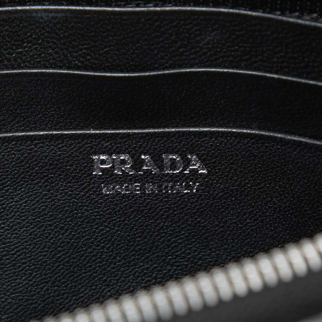 Prada Mini Soft Calf Impunture Diagramme Double Zip Crossbody Black Leather Very good - Box View