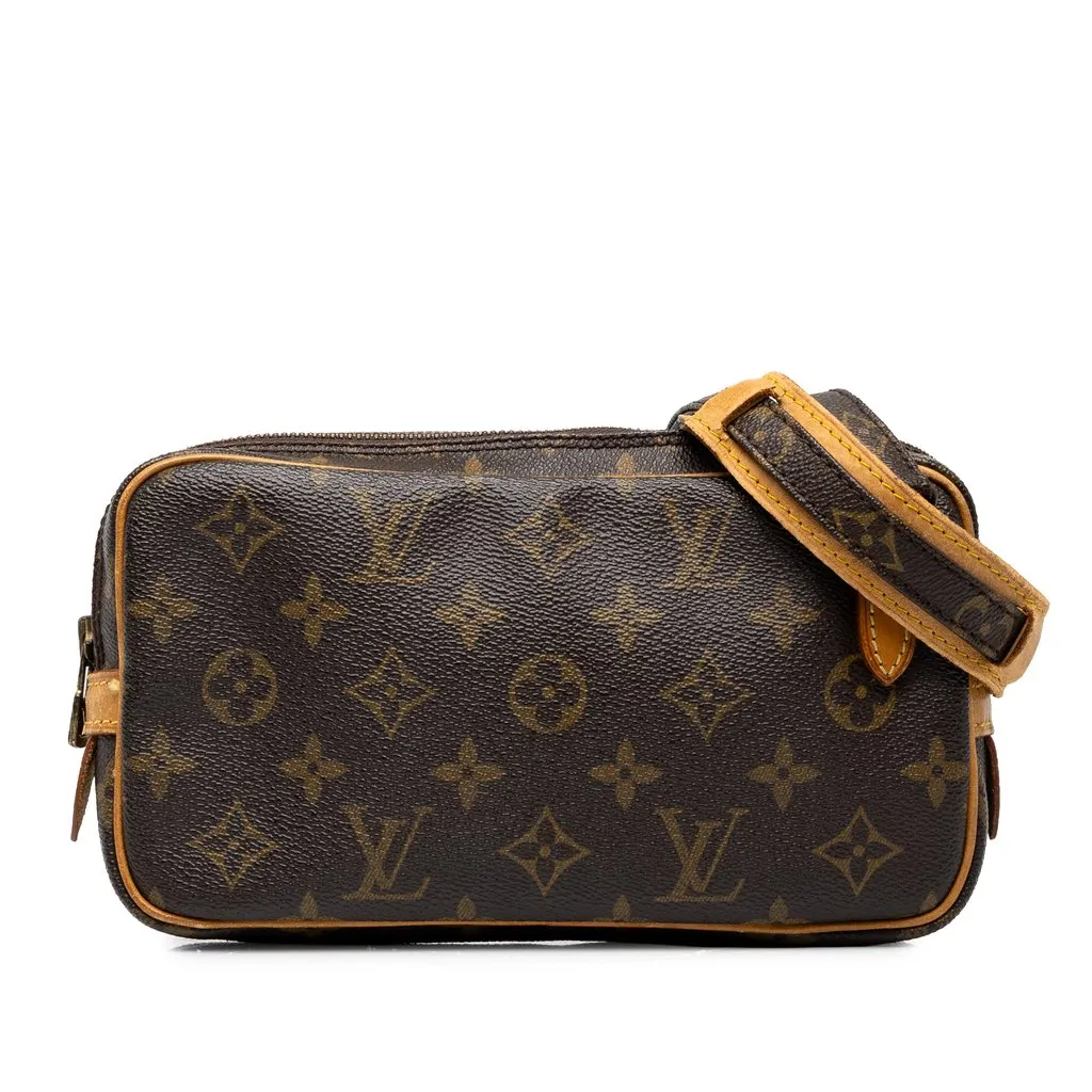Louis Vuitton Monogram Pochette Marly Bandouliere Brown Canvas Good - Front View