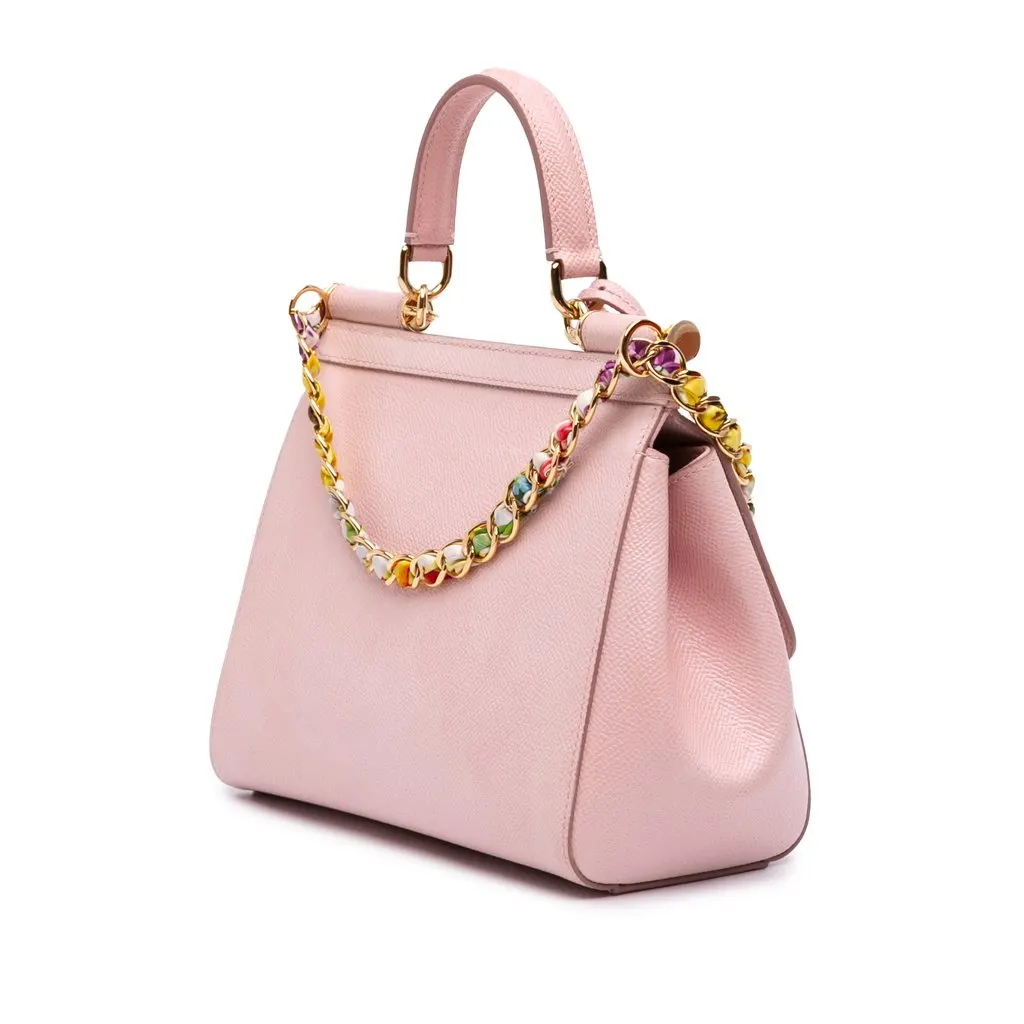 Dolce & Gabbana Small Leather Miss Sicily Satchel Pink Leather Very good - Back View