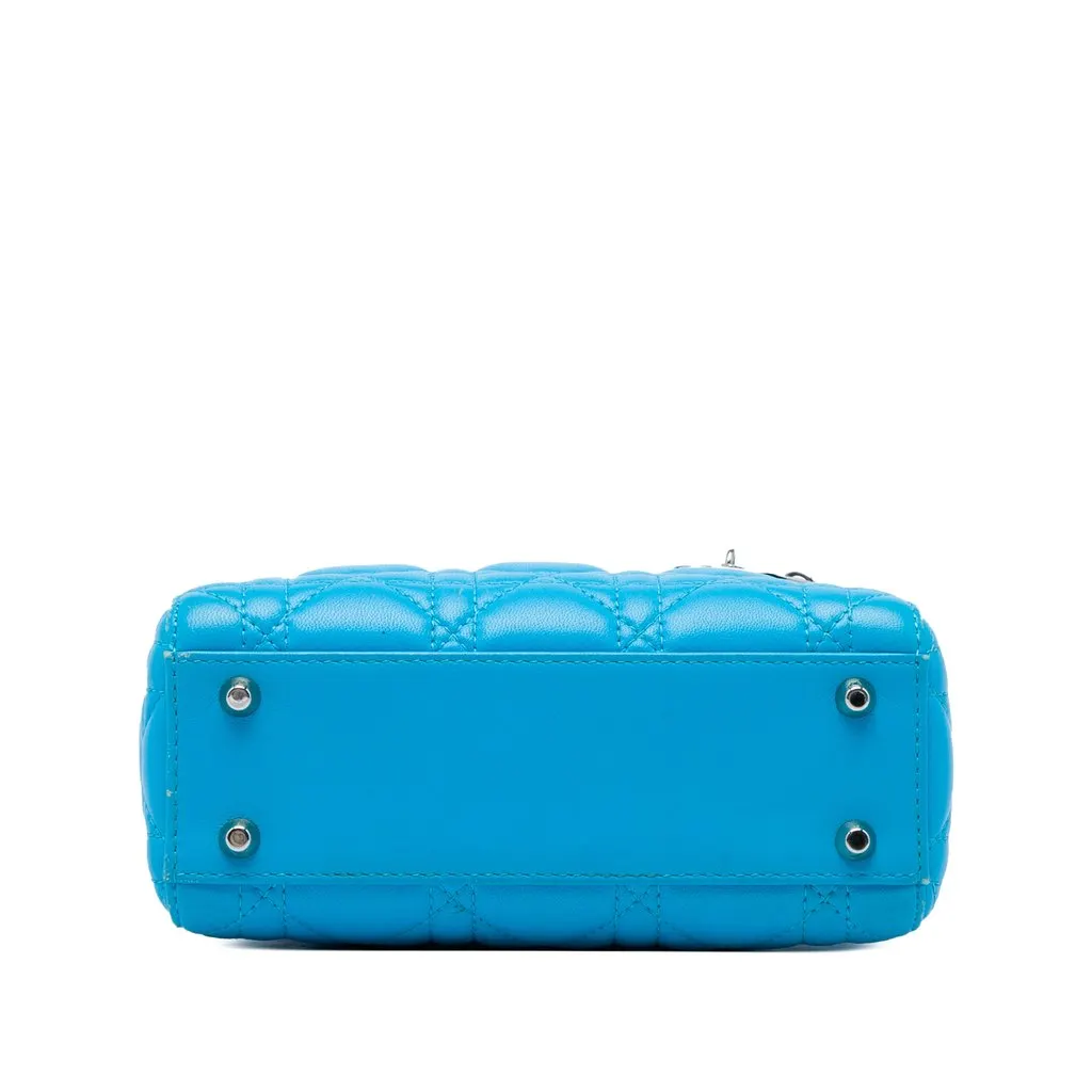 Dior Mini Lambskin Cannage Lady Dior Blue Leather Very good - Inside View
