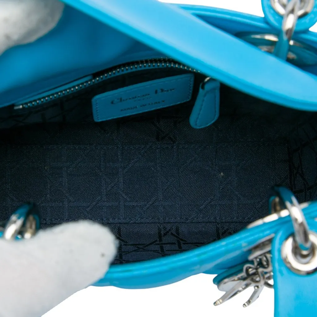 Dior Mini Lambskin Cannage Lady Dior Blue Leather Very good - Model View