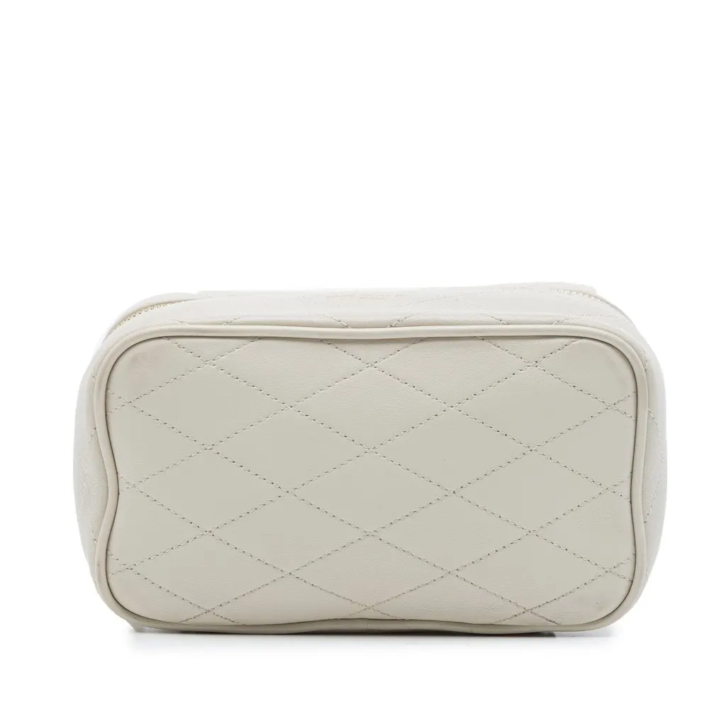 Saint Laurent Mini Quilted Lambskin Gaby Vanity Bag White Leather Good - Inside View