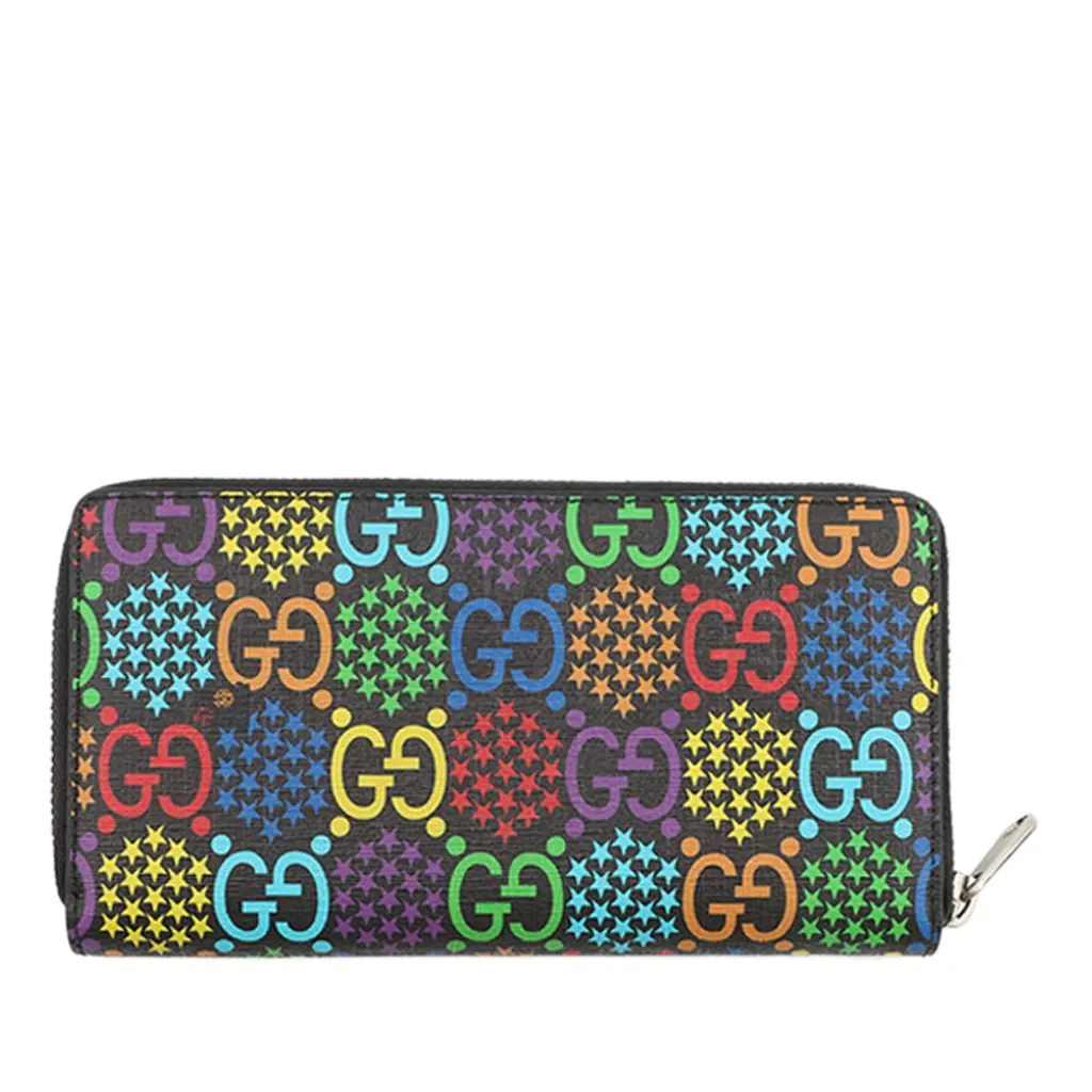 Gucci GG Supreme Psychedelic Zip Around Wallet Black Very good - Front View