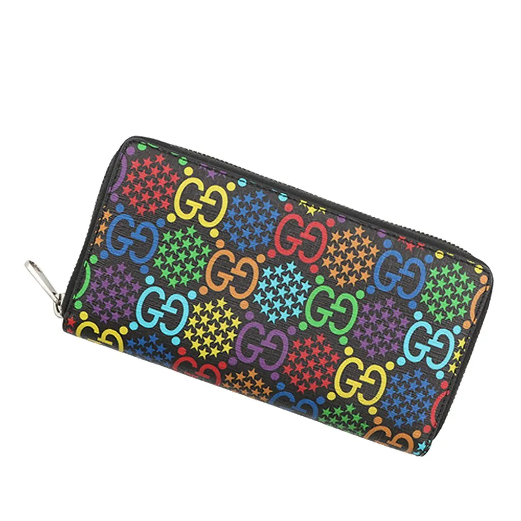 Gucci GG Supreme Psychedelic Zip Around Wallet Black Very good - Back View