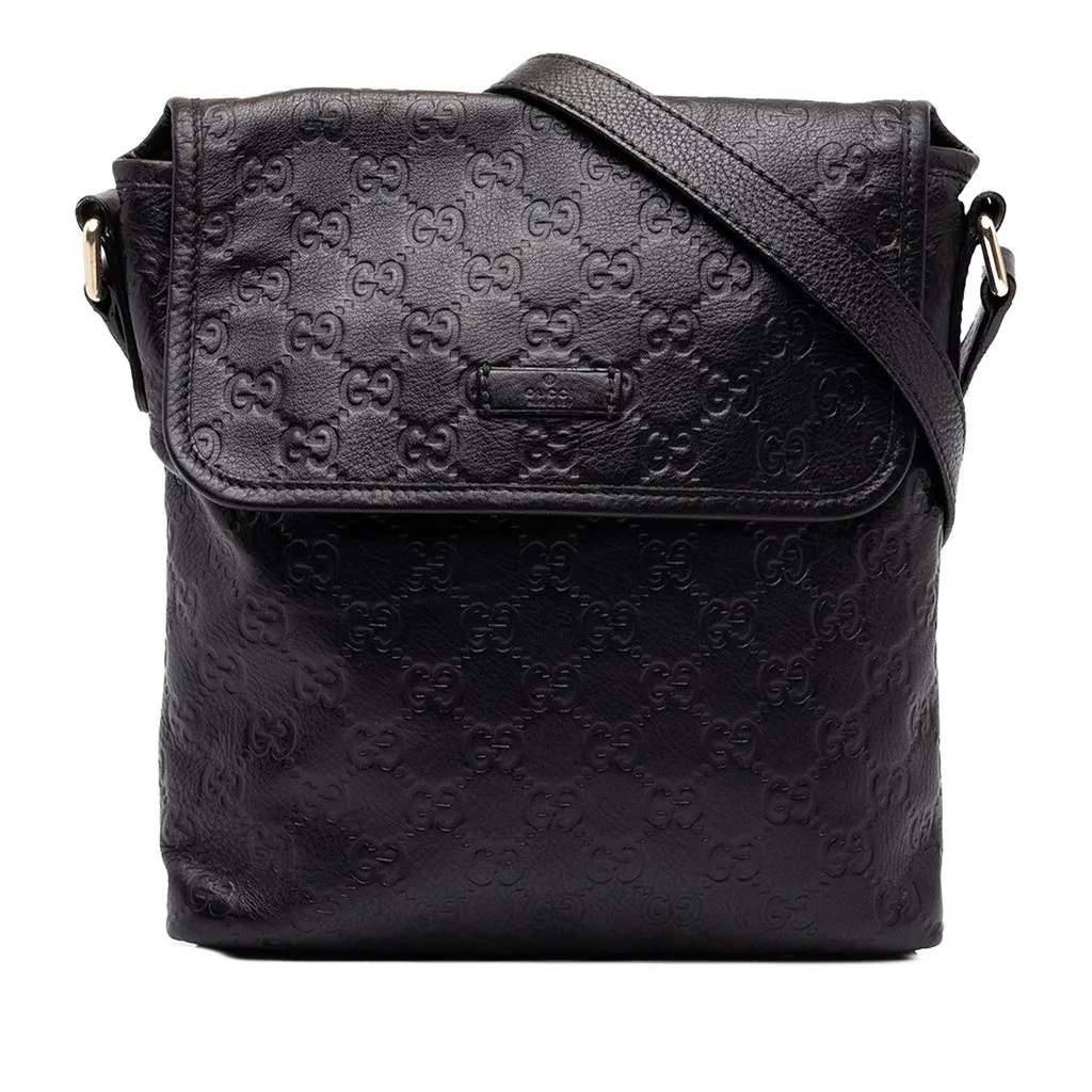 Gucci Guccissima Crossbody Black Leather Good - Front View