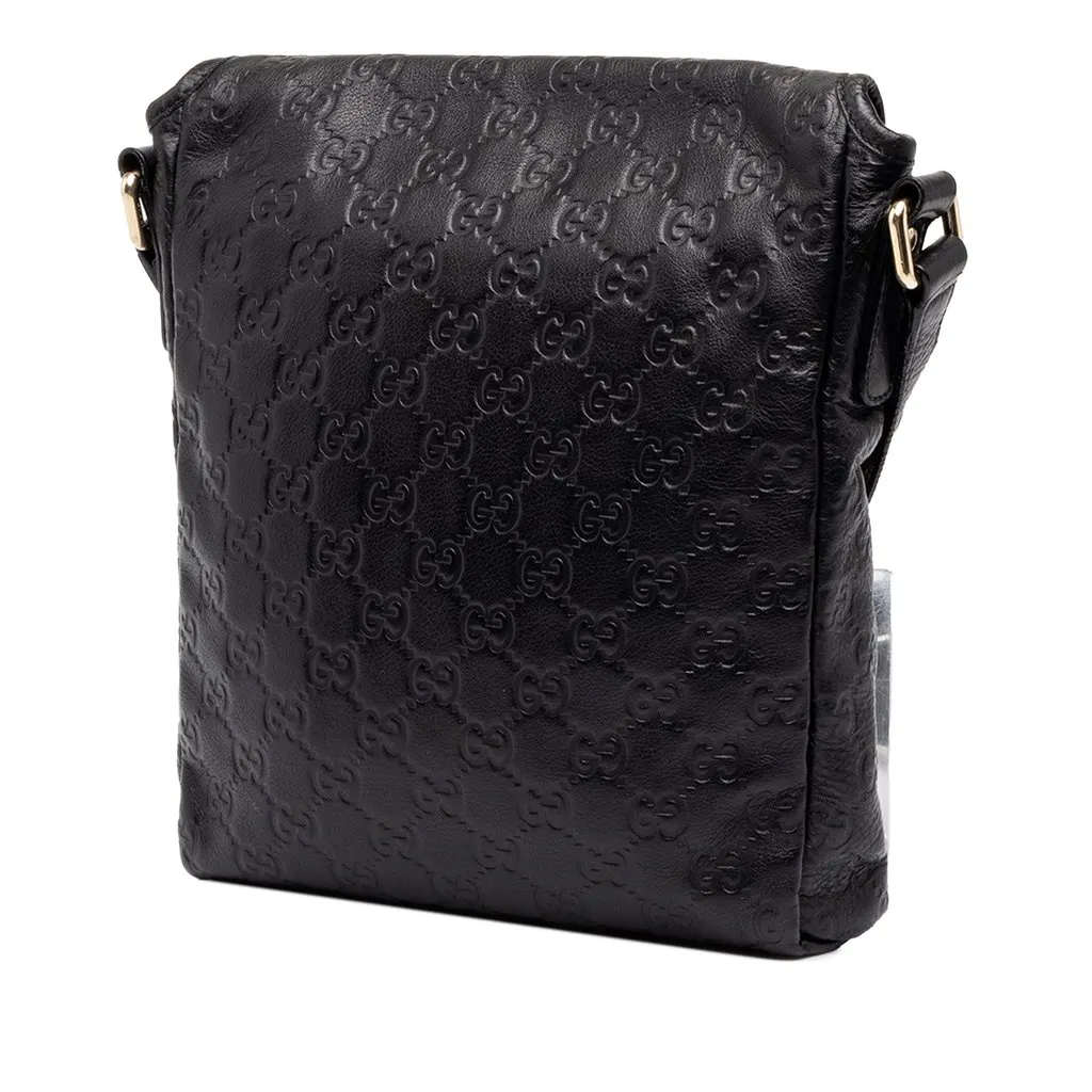 Gucci Guccissima Crossbody Black Leather Good - Back View
