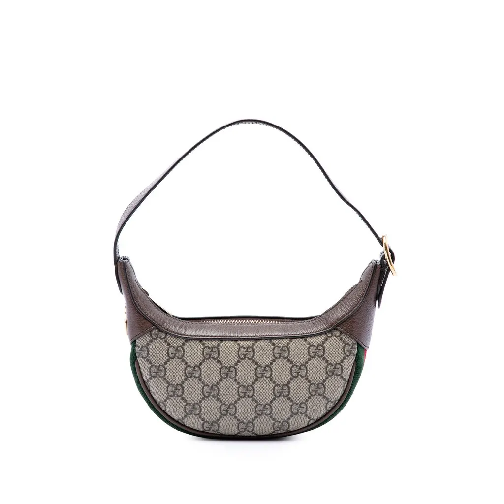 Gucci Mini GG Supreme Web Ophidia Shoulder Bag Beige Canvas Very good - Front View
