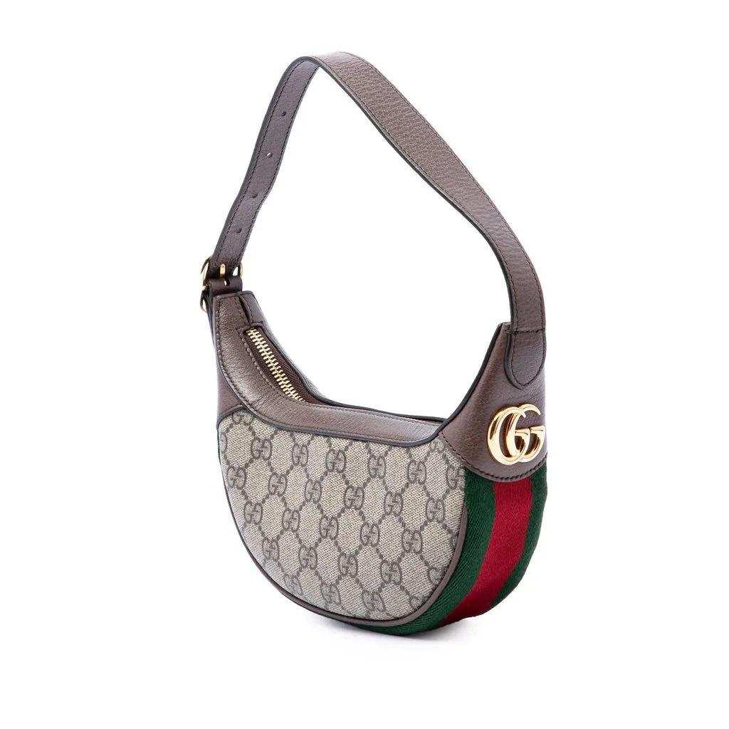 Gucci Mini GG Supreme Web Ophidia Shoulder Bag Beige Canvas Very good - Back View