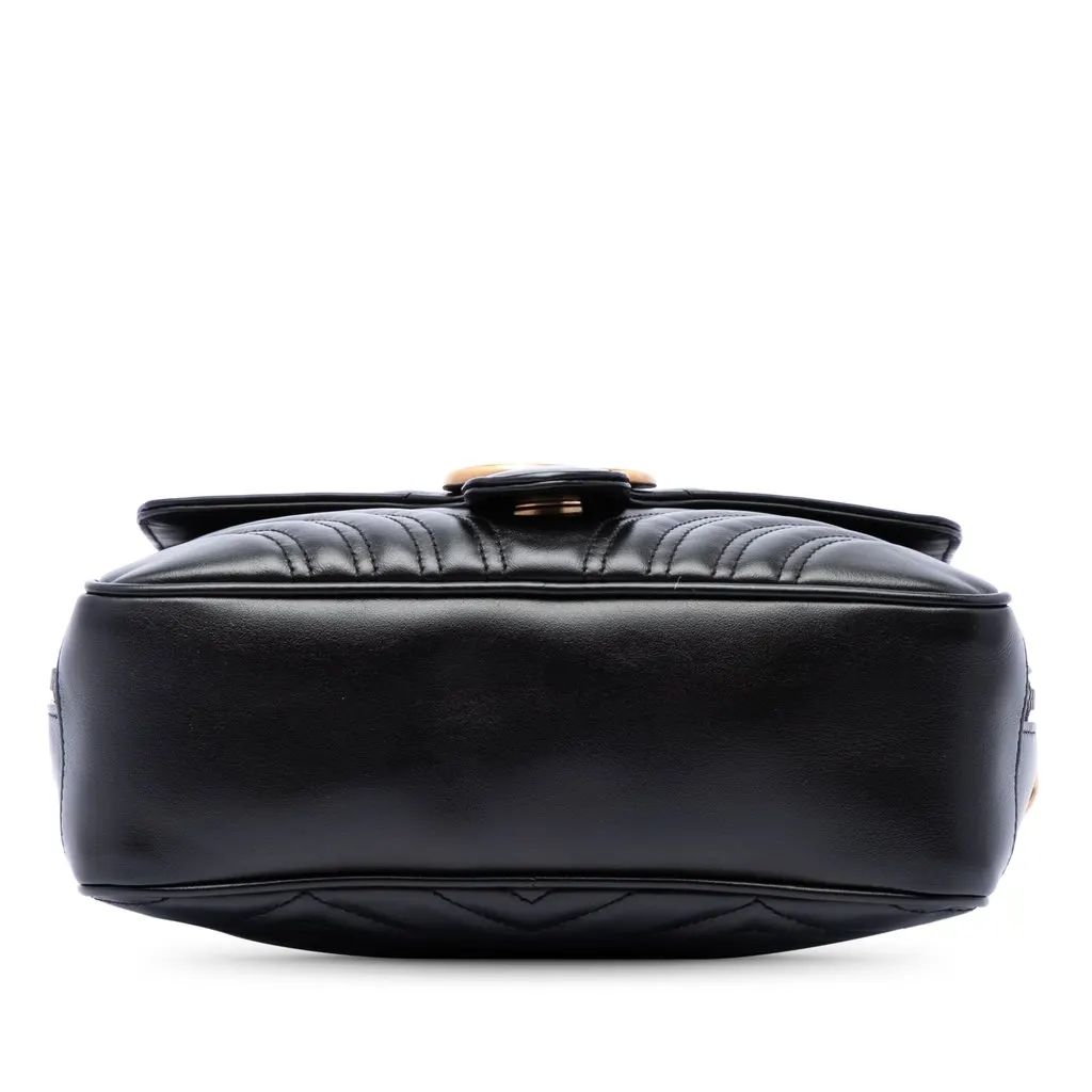 Gucci Small GG Marmont Matelasse Calfskin Sylvie Top Handle Satchel Black Leather Very good - Inside View