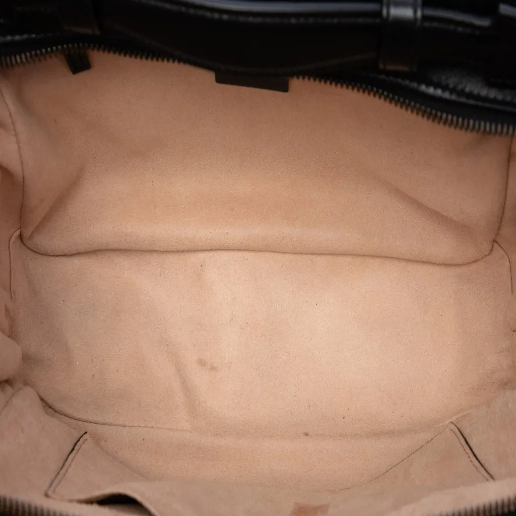 Gucci Small GG Marmont Matelasse Calfskin Sylvie Top Handle Satchel Black Leather Very good - Model View