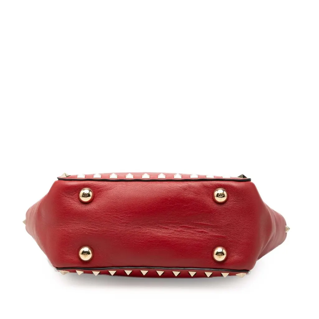 Valentino Mini Grained Calfskin Rockstud Trapeze Satchel Red Leather Very good - Inside View