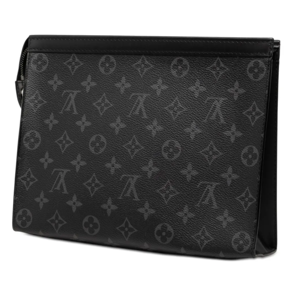 Louis Vuitton Monogram Eclipse Pochette Voyage MM Black Very good - Back View