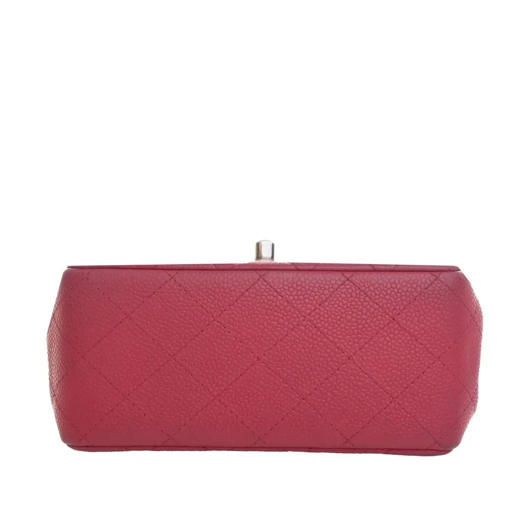 Chanel Mini Square Classic Caviar Single Flap Pink Leather Very good - Box View