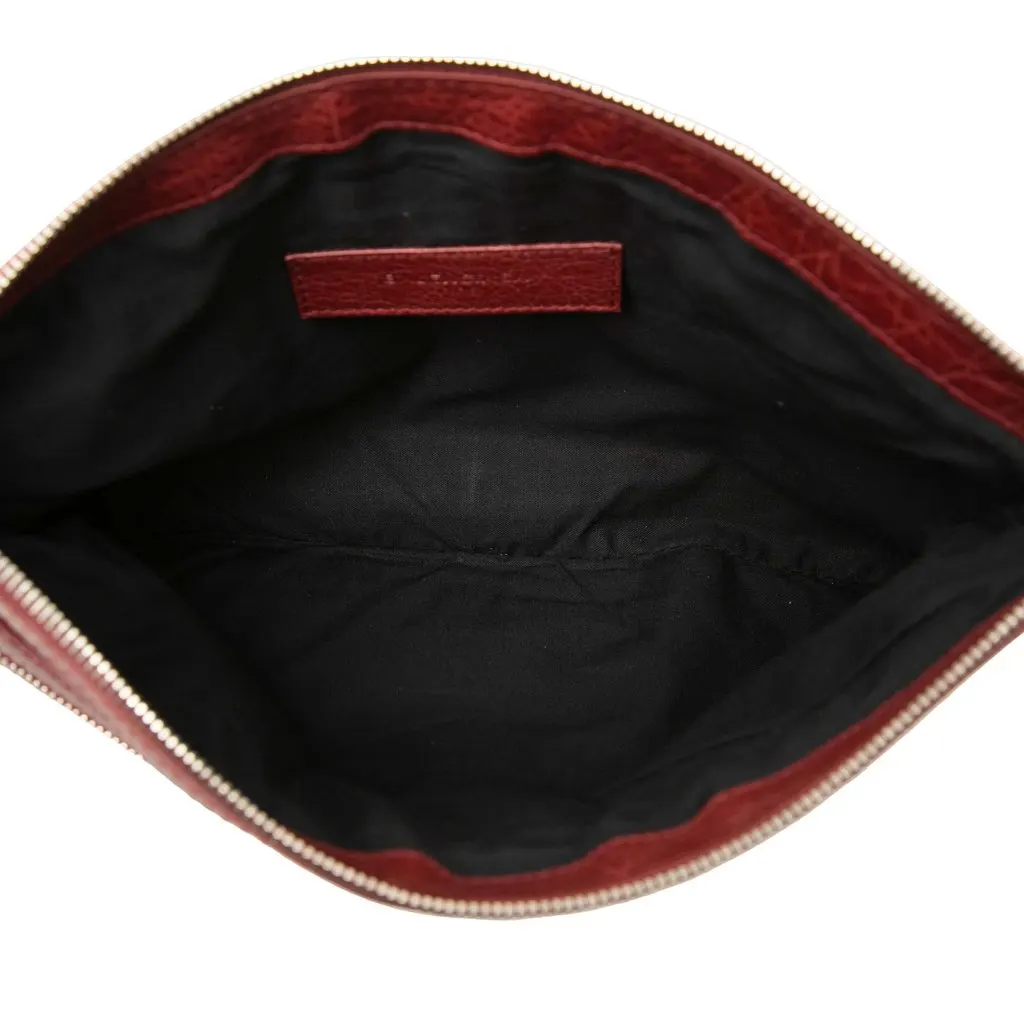 Balenciaga Lambskin Motocross Classic Clip M Clutch Red Leather Very good - Model View