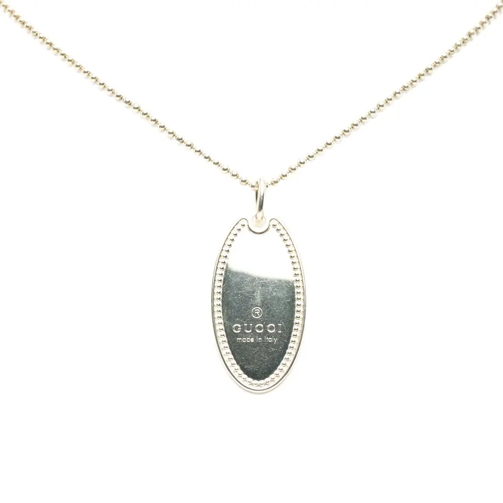 Gucci Sterling فضي Oval Plate تعليقة قلادة