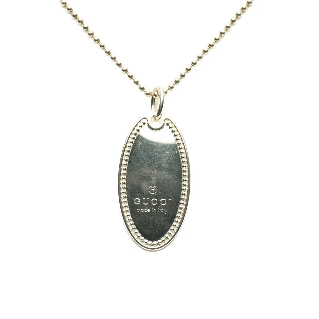Gucci Sterling Silver Oval Plate Pendant Necklace Silver Metal Very good - Back View