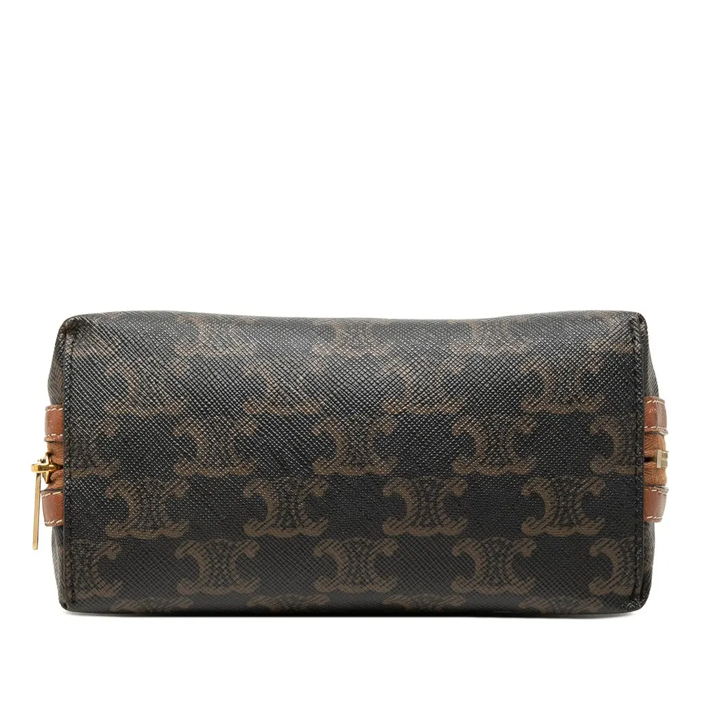 Celine Triomphe Coated Canvas Embroidered Logo Clutch On Chain Brown Very good - Inside View