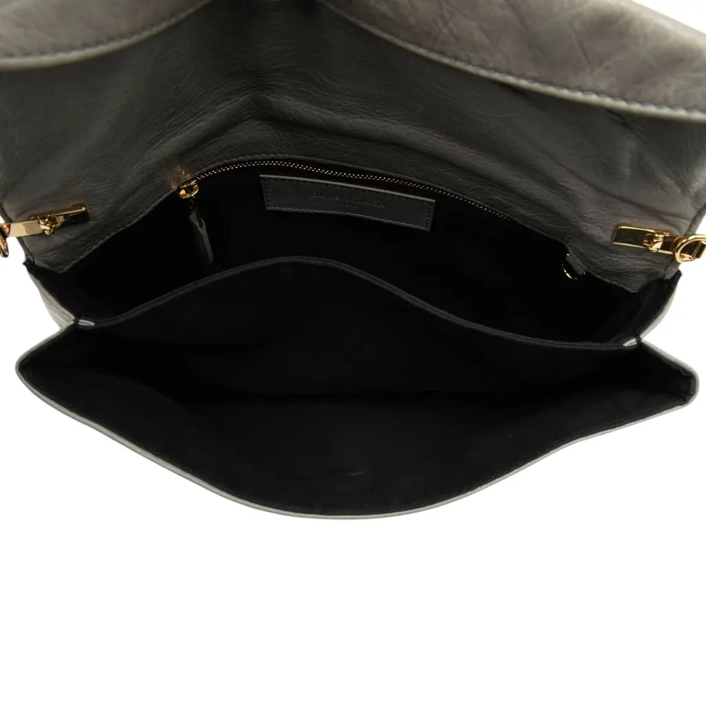 Balenciaga Lambskin Motocross Giant 12 Envelope Clutch With Strap Grey Leather Very good - Model View