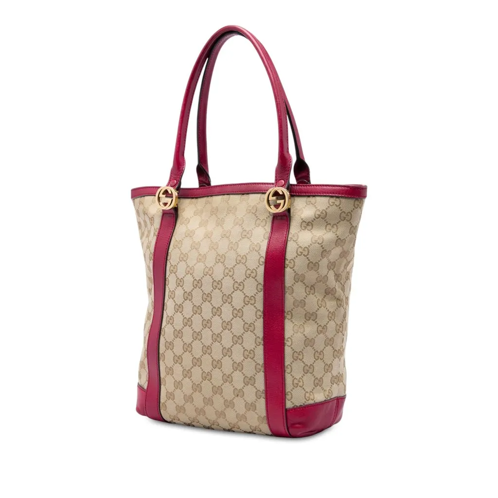 Gucci GG Canvas Twins Tote Beige Canvas Good - Back View