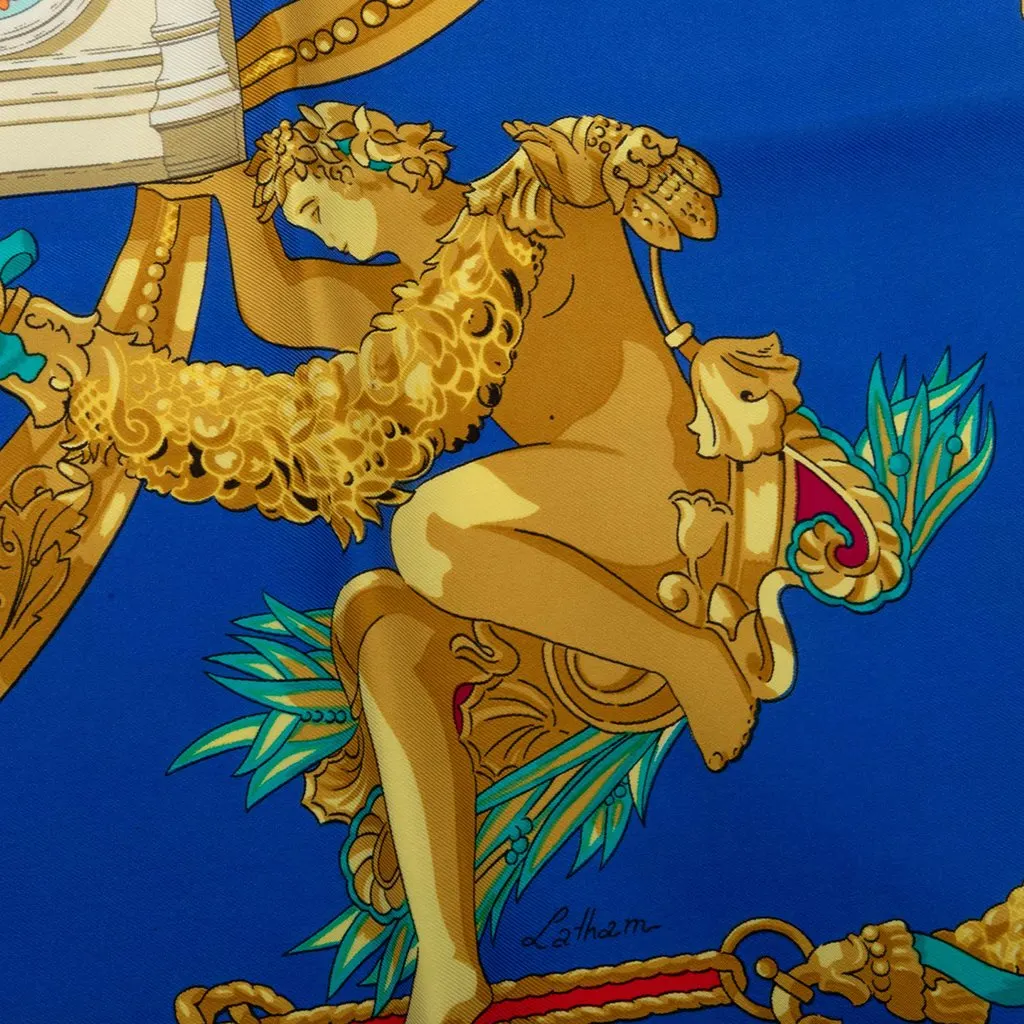 Hermès Hommage A Charles Garnier Silk Scarf 90 Blue Silk Good - Inside View