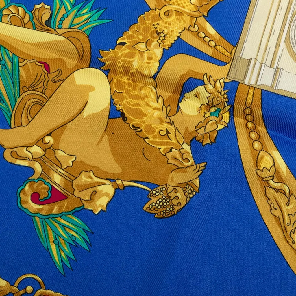 Hermès Hommage A Charles Garnier Silk Scarf 90 Blue Silk Good - Model View