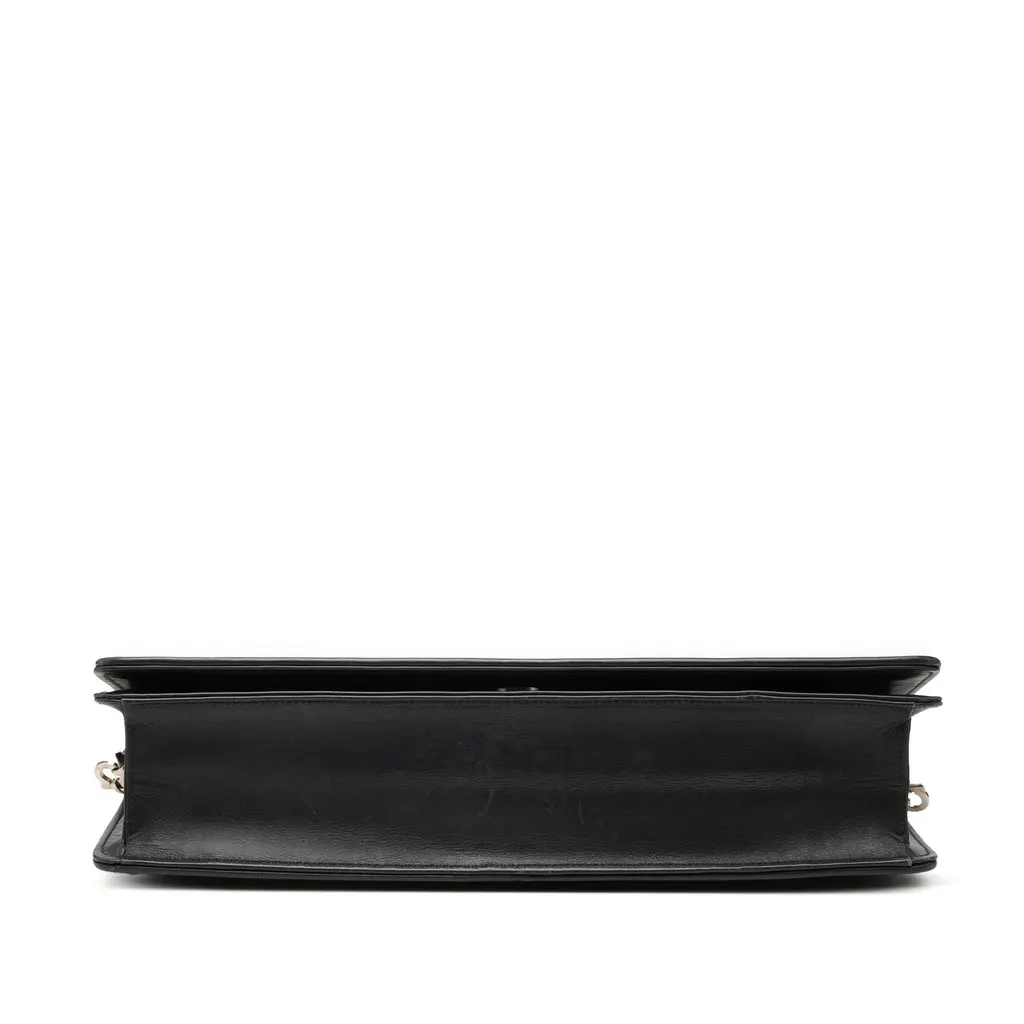 Salvatore Ferragamo Smooth Calfskin Clutch with Chain Black Leather Very good - Inside View