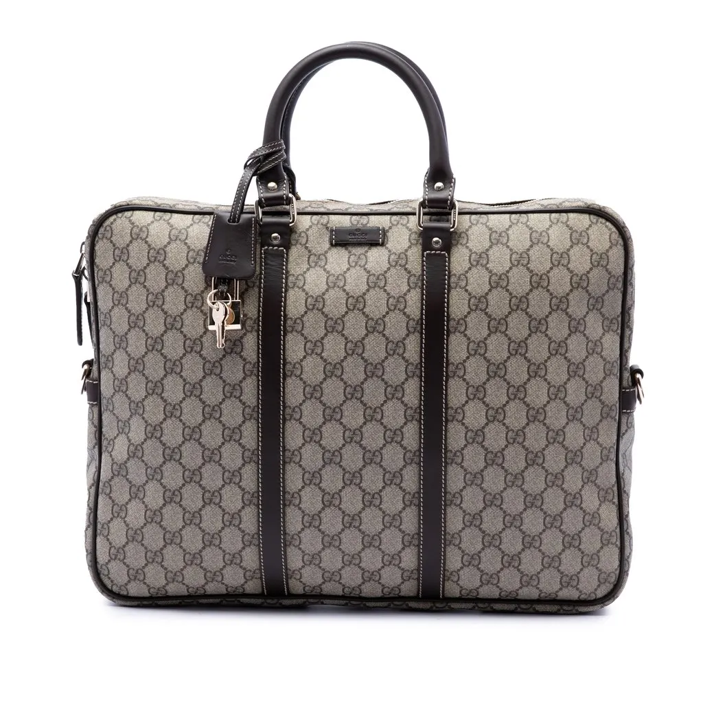 Gucci GG Supreme Business Bag Beige Canvas Good - Front View