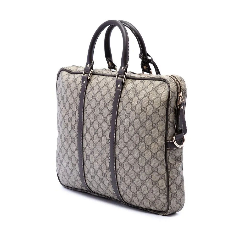 Gucci GG Supreme Business Bag Beige Canvas Good - Back View