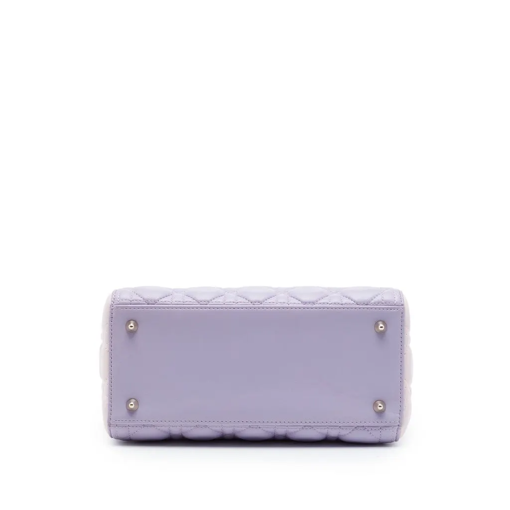 Dior Medium Tricolor Lambskin Cannage Lady Dior Purple Leather Very good - Inside View