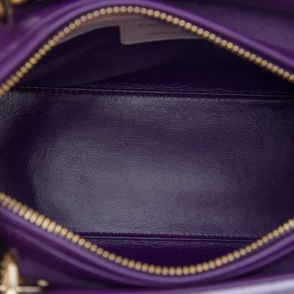 Dior Medium Tricolor Lambskin Cannage Lady Dior Purple Leather Very good - Model View