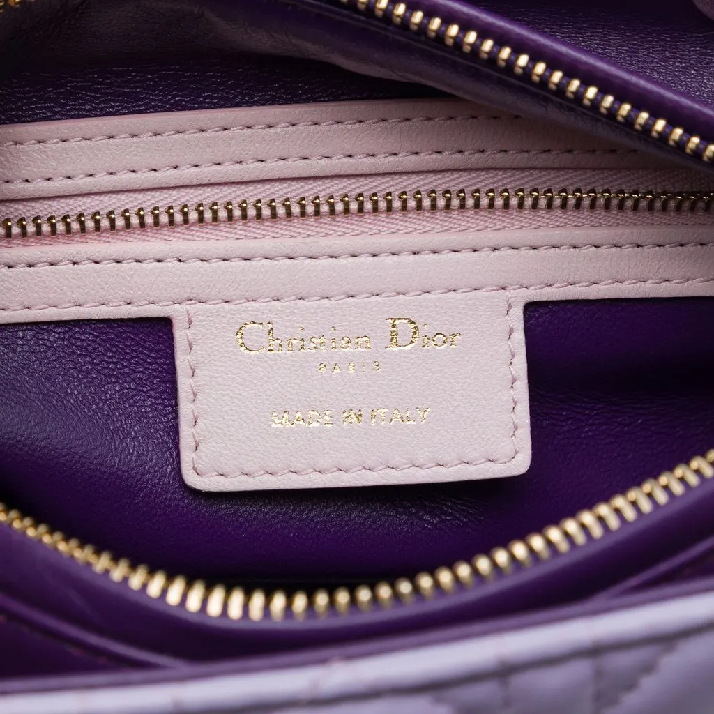 Dior Medium Tricolor Lambskin Cannage Lady Dior Purple Leather Very good - Box View