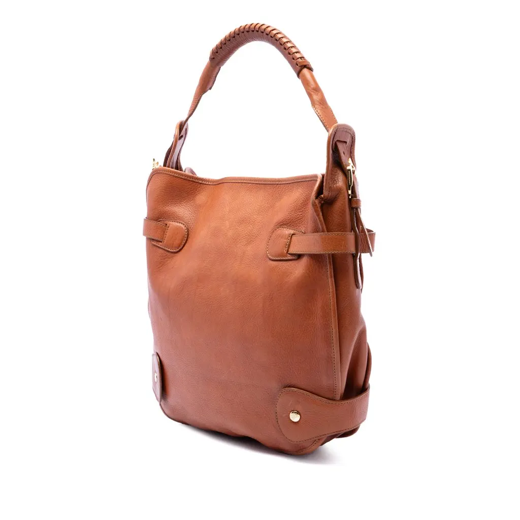 Burberry Pebbled Leather Turn Lock Tote Brown Leather Very good - Back View