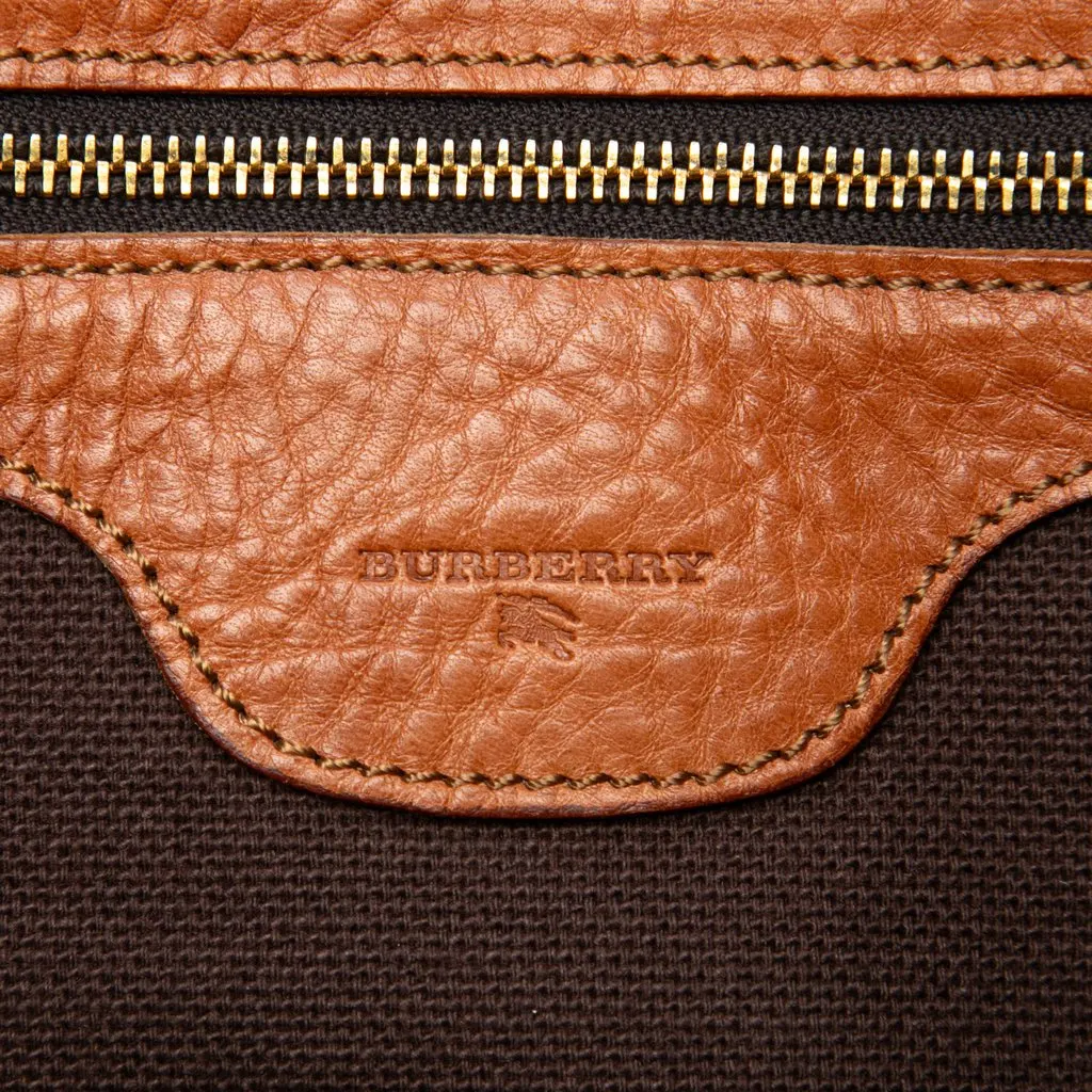 Burberry Pebbled Leather Turn Lock Tote Brown Leather Very good - Box View
