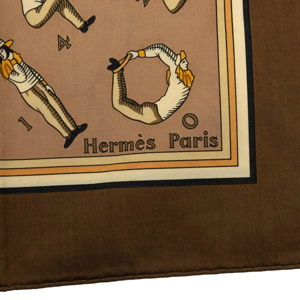 Hermès Equestrian Silk Scarf 65 Brown Silk Good - Inside View