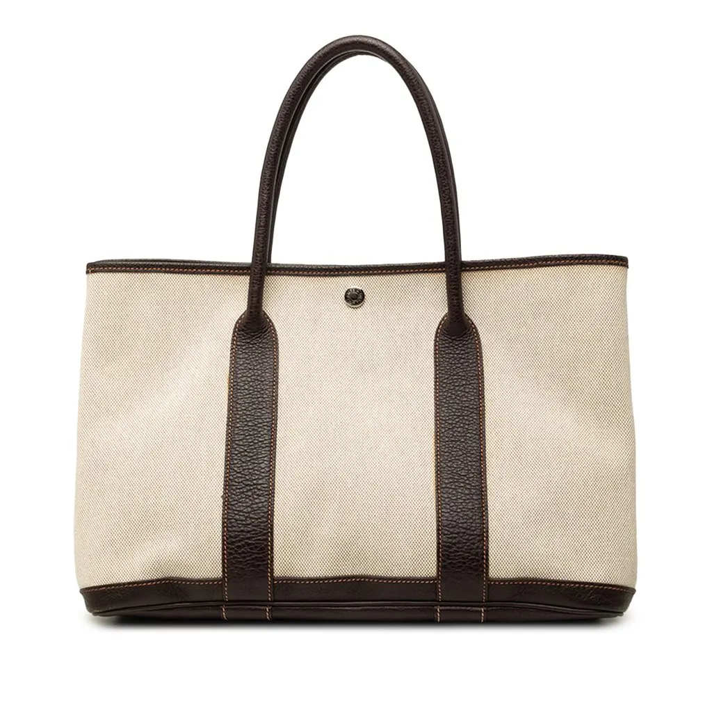 Hermès Toile and Negonda Garden Party 36 Beige Canvas Good - Front View