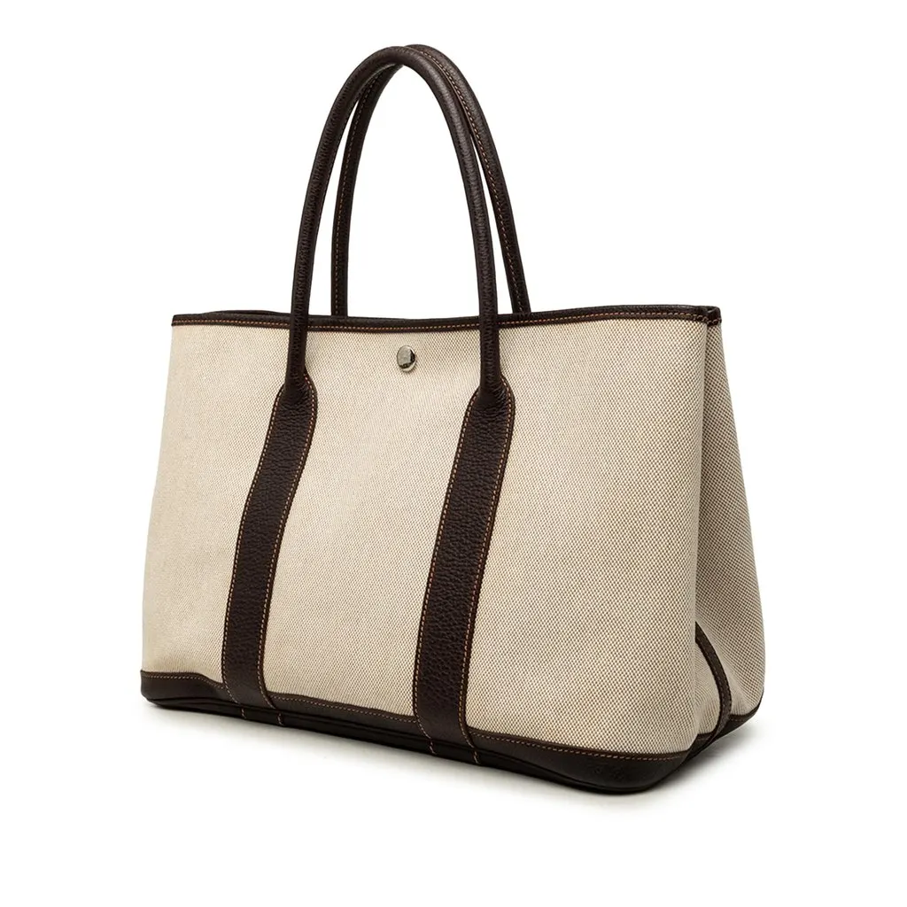 Hermès Toile and Negonda Garden Party 36 Beige Canvas Good - Back View