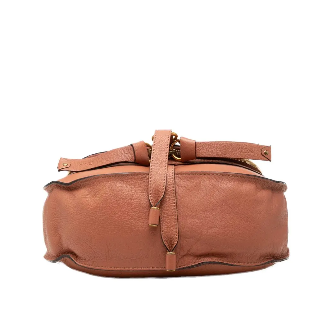 Chloé Medium Grained Calfskin Marcie Saddle Crossbody Brown Leather Good - Inside View