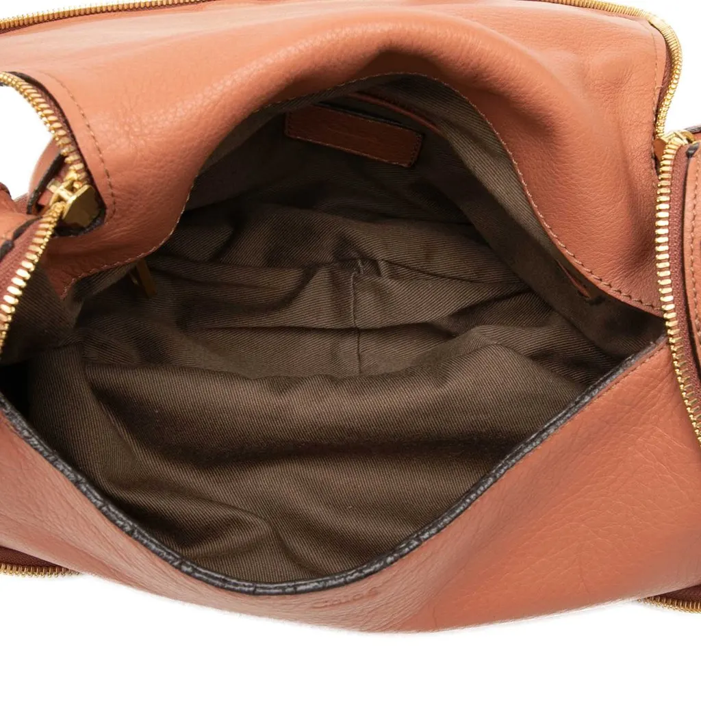 Chloé Medium Grained Calfskin Marcie Saddle Crossbody Brown Leather Good - Model View