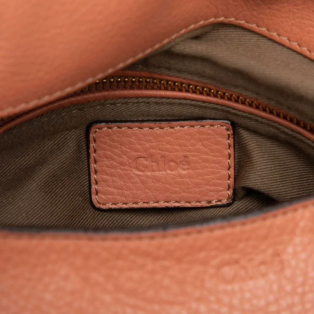 Chloé Medium Grained Calfskin Marcie Saddle Crossbody Brown Leather Good - Box View