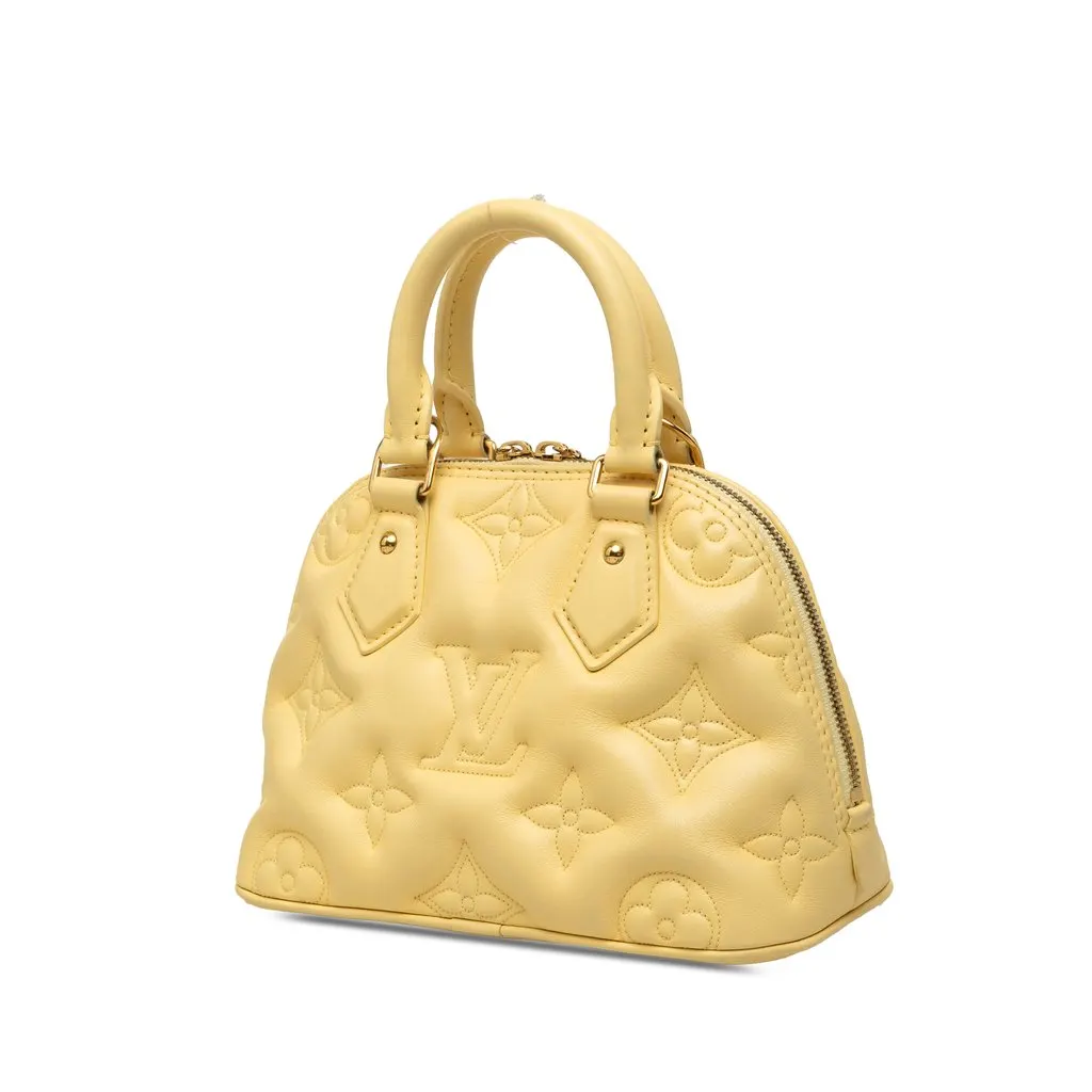 Louis Vuitton Monogram Calfskin Bubblegram Alma BB Yellow Leather Good - Back View