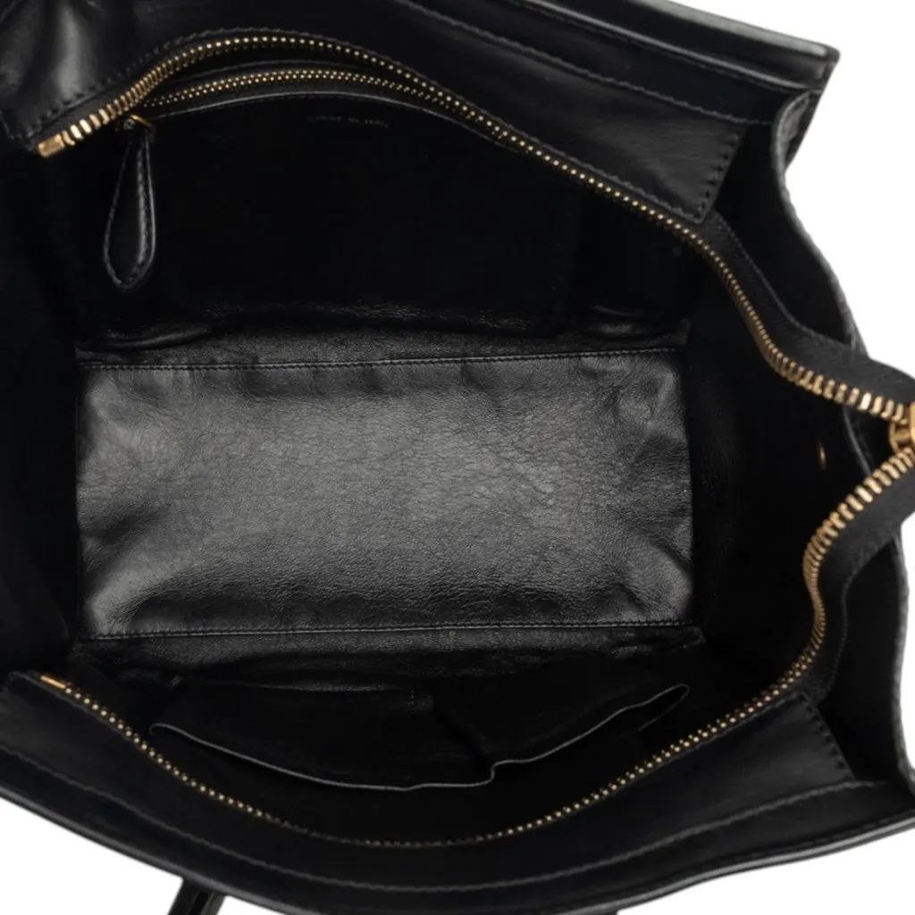 Celine Micro Smooth Calfskin Luggage Tote Black Leather Very good - Model View