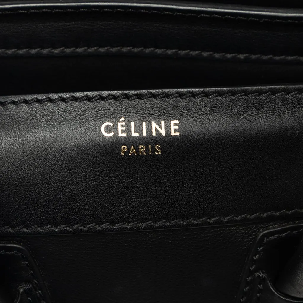 Celine Micro Smooth Calfskin Luggage Tote Black Leather Very good - Box View